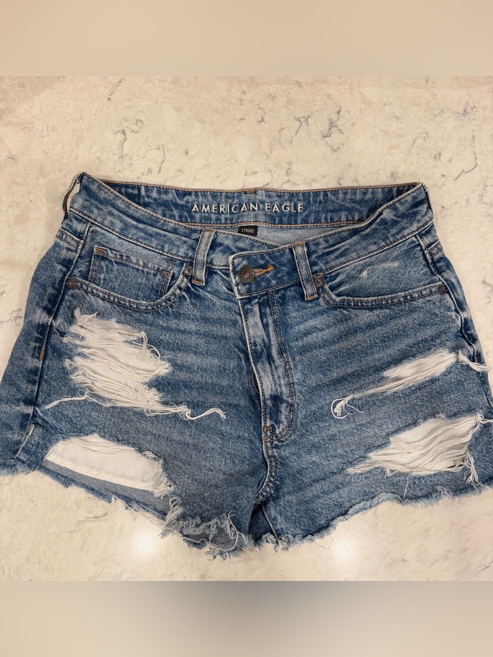American Eagle Outfitters Distressed Denim Shorts - Blue